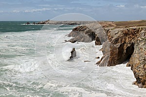 Cote Sauvage - wild coast of the peninsula of Quiberon, Brittany, France photo