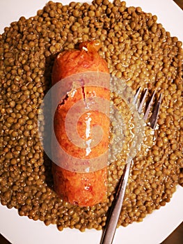 cotechino and lentils dish