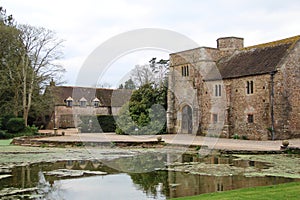 Cothay Manor Front And Lake, Somerset, UK