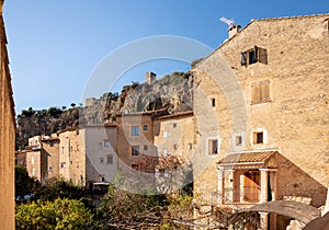 Towers over Cotignac in Provence, a region of southern France photo