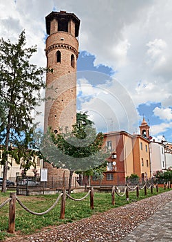 Cotignola, Ravenna, Emilia-Romagna, Italy: the Acuto tower in the town of the Padan plain