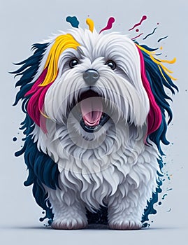 Coton de Tulear Dog white background Splash Art 2