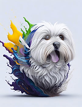 Coton de Tulear Dog white background Splash Art 3
