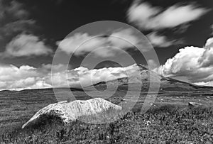 Cotopaxi volcano in black and white, Ecuador