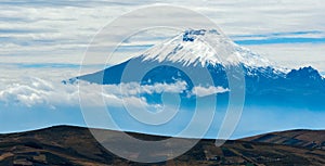 Cotopaxi volcano over the plateau in Ecuador