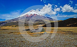 Cotopaxi volcano on a sunny day