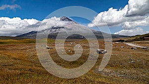 Cotopaxi volcano throwing ash, Ecuador