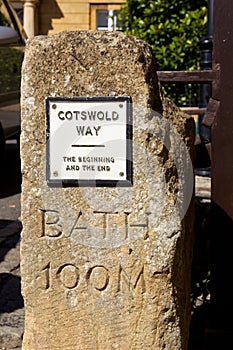 Cotswold Way marker in Chipping Campden, England photo