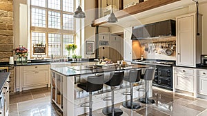 Cotswolds cottage style kitchen decor, interior design and country house, in frame kitchen cabinetry, sink, stove and photo