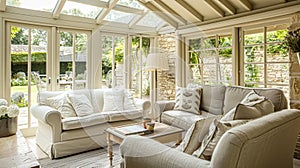 Cotswolds cottage style sitting room, living room interior design and country house home decor, sofa and lounge