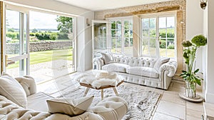 Cotswolds cottage style sitting room, living room interior design and country house home decor, sofa and lounge