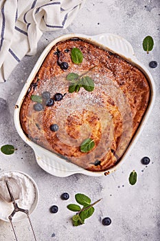 Cottage cheese casserole with blueberries