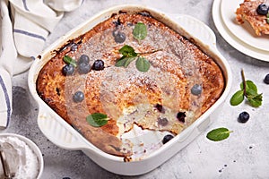 Cottage cheese casserole with blueberries