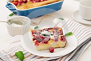 Cottage cheese casserole with cherries