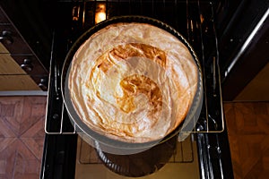Cottage cheese casserole in the oven