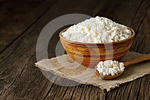 cottage cheese in clay bowl