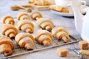 Cottage cheese croissants and cup of tea