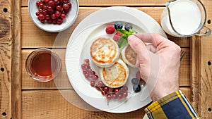 Cottage cheese fritters or pancakes for breakfast