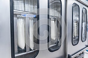 Cottage cheese for packing in bags on automatic technological line of dairy plant milk
