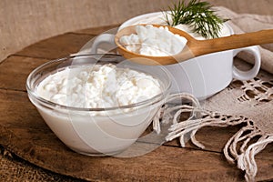 Cottage cheese in a plate