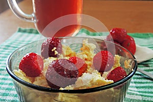 Cottage cheese with strawberries