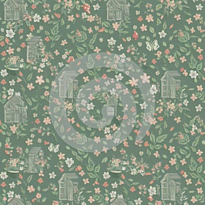 Cottage Core Pastel Florals Seamless Pattern photo