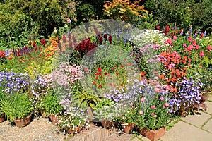 Cottage garden in Great Dixter House & Gardens in the summer.