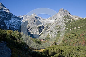 Cottage at green lakein High Tatras National park, Slovakia