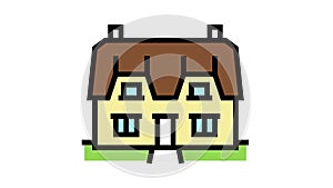 cottage house color icon animation
