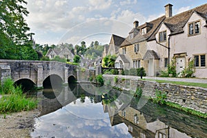 Cottage Houses by a River in an English Village