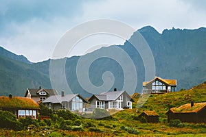 Cottage houses village traditional architecture cozy home in mountains