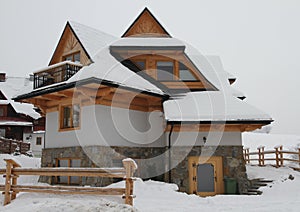 Cottage in snowy winter season