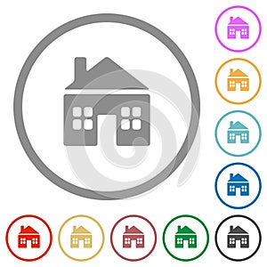 Cottage solid flat icons with outlines