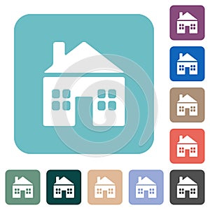 Cottage solid rounded square flat icons