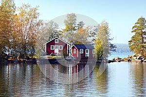 Cottage on stone small island