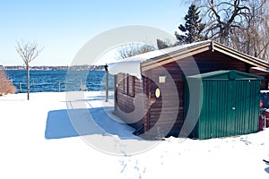 Cottage at the Wannsee lake in winter