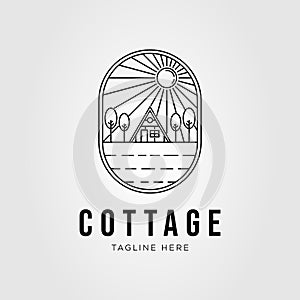 cottage and wooden house or lodge logo vector illustration design