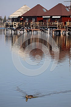 Cottages on Gravel Lake Slnecne jazera in Senec near Bratislava, Slovakia