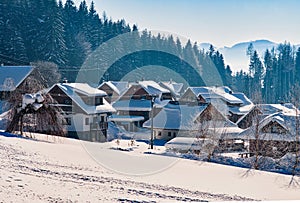 Cottages near Kubinska Hola winter restort during winter