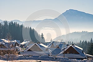 Cottages near Kubinska Hola winter restort during winter