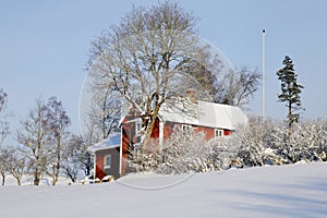 Cottages in snowy winter season