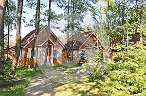 Cabanas y cabanas en bosque 