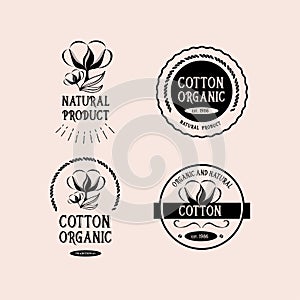 Cotton badges design, organic product.Vector with graphic.