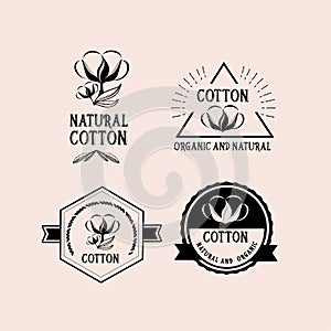 Cotton badges design, organic product.Vector with graphic.