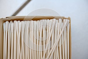 Cotton buds in cardboard box