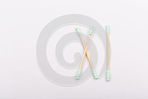 Cotton buds  on white background