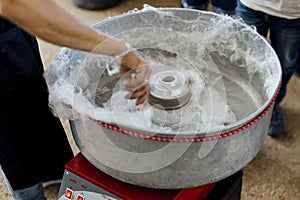 Cotton candy, candy floss and fairy floss surved at social event to kids