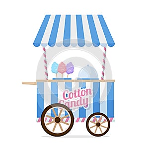 Cotton candy cart isolated on white background.