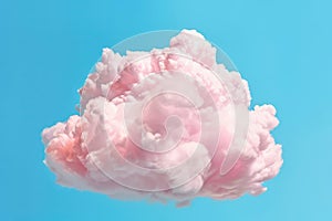 Cotton Candy Clouds Floating Against Bright Blue Sky. Generative AI