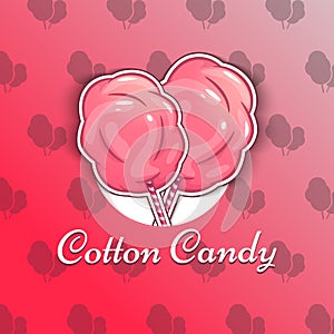 Cotton Candy Logo Emblem for Your Products, Vector Illustration of Handmade. Symbol of a cloud of sugar